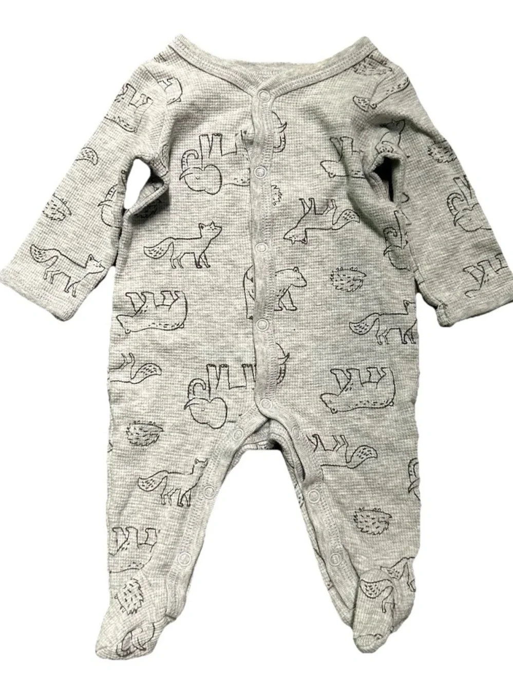 Baby Boy Footie Pajamas Ribbed Animals 2 Way Zipper Size 0-3 Months
